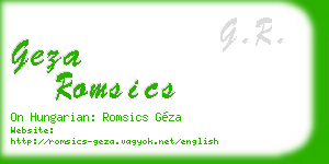 geza romsics business card
